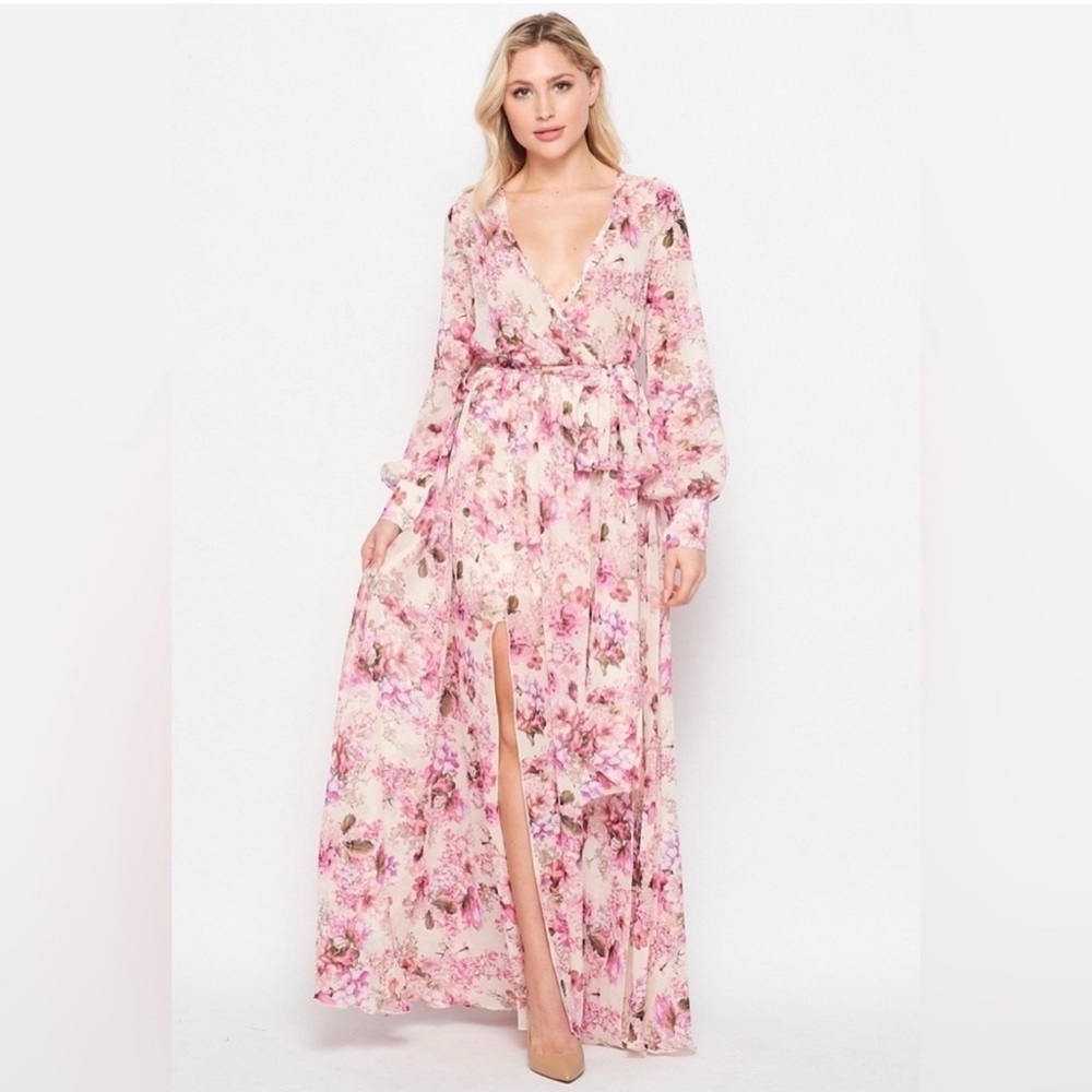NWT Floral Pink Maxi Dress - Picture 2 of 4